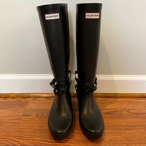 Hunter Andora Wedge Rain Boot - Black - Size 8